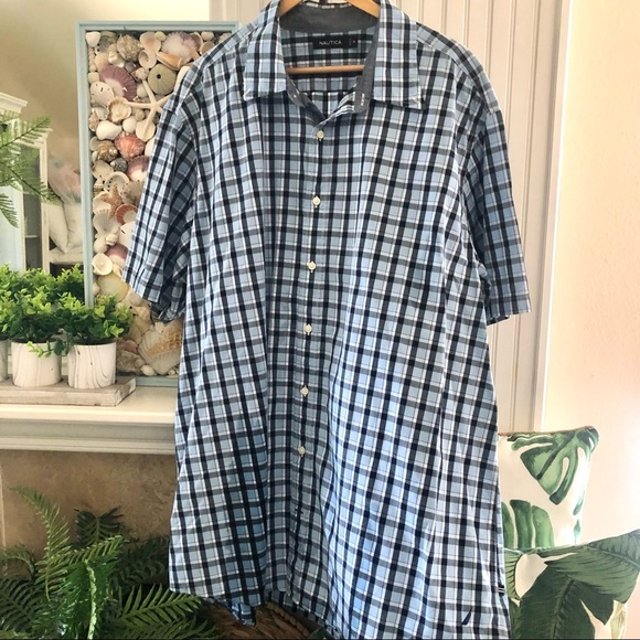 📌$17  Mens 3X Nautica Blue Plaid Shirt - Picture 1 of 7